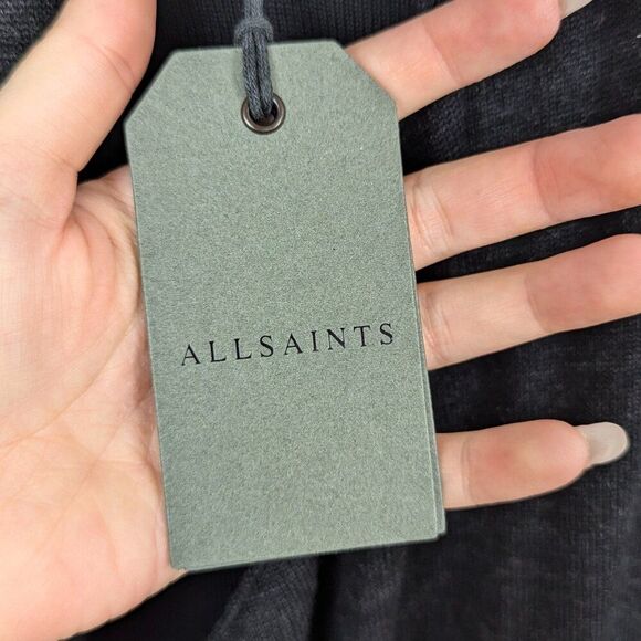 ALLSAINTS | Black Drina Wool Draped Long Sleeve Dress Size US2 - Picture 10 of 15